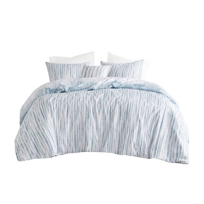 N Natori 4 Piece Oversized Reversible Seersucker Comforter Set - Wrinkle and Shrink Free