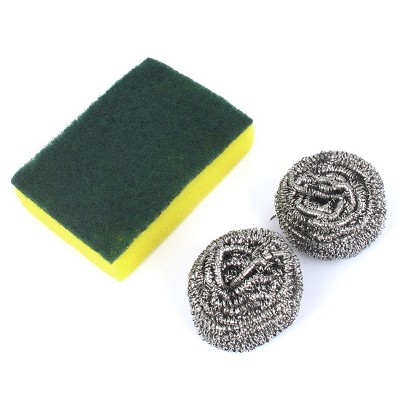 Unique Bargains Metal Wire Scouring Pad Sponge Kitchen Bowl Dish Cleaning  Double Side Scrubber : Target