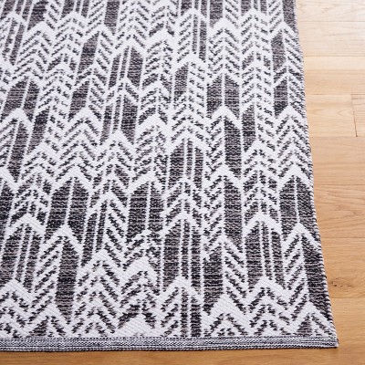 Coastal Charm Black/Ivory Flat Woven Wool-Cotton Blend Area Rug