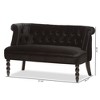 Flax Victorian Style Contemporary Velvet Fabric Upholstered 2 Seater Loveseat Black - Baxton Studio: Elegant Polyester, Tufted Design, Wood Frame - 2 of 4