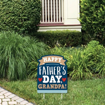 Big Dot of Happiness Grandpa, Happy Father's Day - Outdoor Lawn Sign - We Love Grandfather Yard Sign - 1 Piece