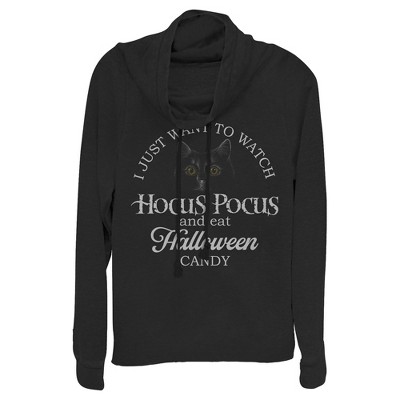 Juniors Womens Disney Hocus Pocus Just Want to Eat Halloween Candy Cowl Neck Sweatshirt