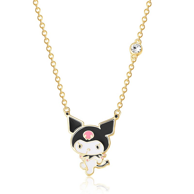 Sanrio Hello Kitty Yellow Gold Plated Crystal Kuromi Necklace - 18'' Chain, Officially Licensed Authentic, 1 of 5