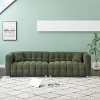 DOMETOUR 102 Inch Teddy Fleece Sofa for Living Room Bedroom, 4 Seat Modern Upholstered Sofa Futon Couch with 2 Pillows - 2 of 4