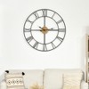 HOMCOM 36 Inch Large Wall Clock, Silent Non Ticking Wood Metal Farmhouse Roman Numeral Clocks for Living Room Decor, Battery Operated, Black - 2 of 4