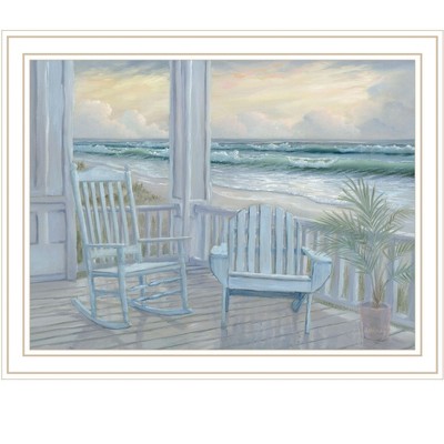 HomeRoots Coastal Porch White Framed Print Wall Art