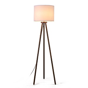 HBEZON 61'' Tripod Floor Lamp, Modern Rubber Wood Standing Lamp with Foot Switch for Living Room, Bedroom, Office - 1 of 4