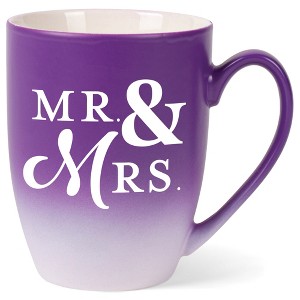 Elanze Designs Mr & Mrs Two Toned Ombre Matte Purple and White 12 ounce Ceramic Stoneware Coffee Cup Mug - 1 of 4