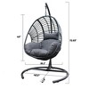 NAYSAYE Patio Swing PE Wicker Egg Chair with Anthracite Cushion and Black Base for Outdoor and Indoor Use, Black, 46.5"*72.83"*66" - 4 of 4