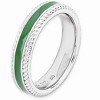 Black Bow Jewelry 4.5mm Sterling Silver Green Enamel Stackable Rope Edged Band - 3 of 4