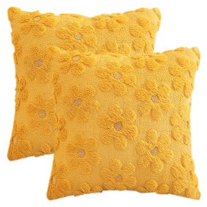 REGALWOVEN Daisy Flower Farmhouse Soft Modern Throw Pillow Covers for Sofa Holliday Home Decor 18 x 18 Inch 2 Pcs - 1 of 4