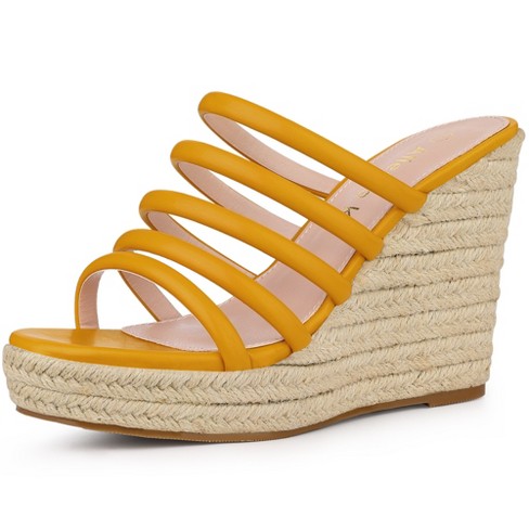 Allegra K Women's Platform Strappy Slip On Espadrille Wedges Sandals Yellow  10 : Target