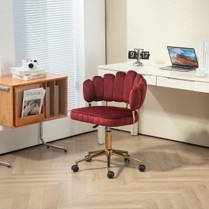 ALEXOUN Modern Cute Armless Office Chair with Mid-Back Upholstered & Wheels,Gold Chair Legs,360 Swivel Height Adjustable,for Home Office - 1 of 4