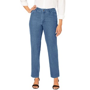 Jessica London Women's Plus Size Classic Cotton Denim Straight-Leg Jean - 1 of 4