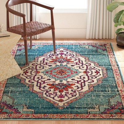 Bohemian Chic Blue Multi Handmade Tufted Area Rug - 6'7" x 9'2"