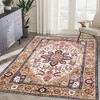 SKRAN 5x7 Boho Faux Wool Low Pile Area Rug, Machine Washable Area Rugs Floral Design Vintage Rugs With Non-Slip Rubber For Living Room Bedroom - 2 of 4