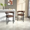 Height Bar Stools Set Of 2,Boasting Curved Wishbone Frame Streamlined Silhouette Armrest Counter Stool with Three Legs-Cuddlewood - 2 of 4