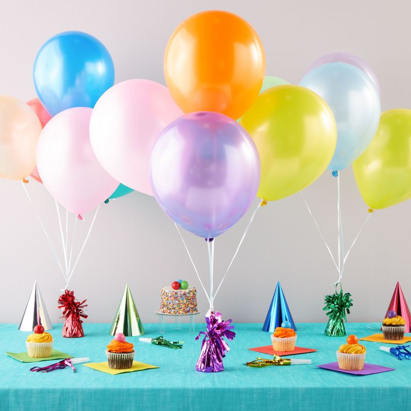 Juvale Balloon Weights Pack of 12 with Colorful Foil for Birthday Party Decorations, 6 Colors, 2.5 x 4.125 inch, 2 of 9