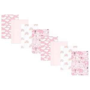 Hudson Baby Girls Cotton Poly Flannel Burp Cloths 8-Pack, One Size - 1 of 4