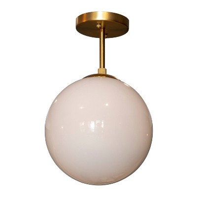 12" Michael Milk Glass Semi - Flush Mount Ceiling Light Gold - Decor Therapy