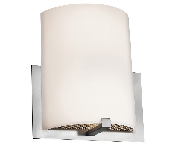 Cobalt Wall Sconce with Opal Glass Shade - Brushed Steel