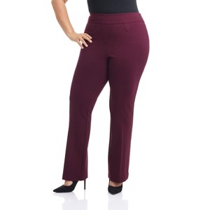 Rekucci Plus Size Comfort Knit Bootcut Leg Pants for Curvy Women with Tummy Control - 1 of 4