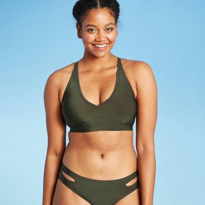 olive green push up bikini