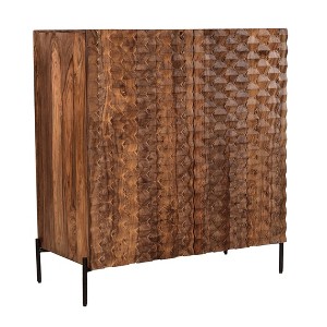 Cameron 2 Door Bar Cabinet Brown - Treasure Trove: Mid-Century Modern, Wine Storage, Sheesham Wood - 1 of 4