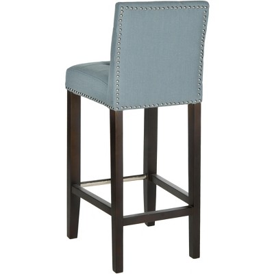 Sky Blue Transitional Bar Stool with Espresso Birch Wood Legs