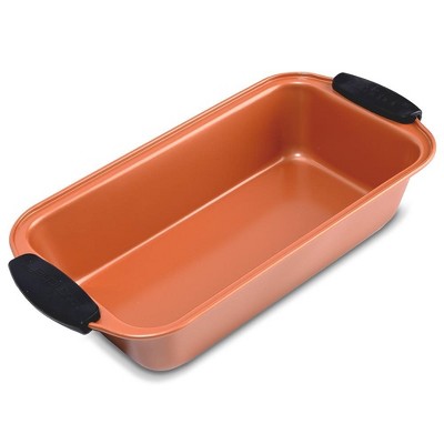 NutriChef Non-Stick Loaf Pan - Deluxe Nonstick Blue Coating Inside and  Outside with Red Silicone Handles