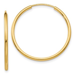 Black Bow Jewelry 1.5mm x 26mm 14k Yellow Gold Polished Round Endless Hoop Earrings - 1 of 4
