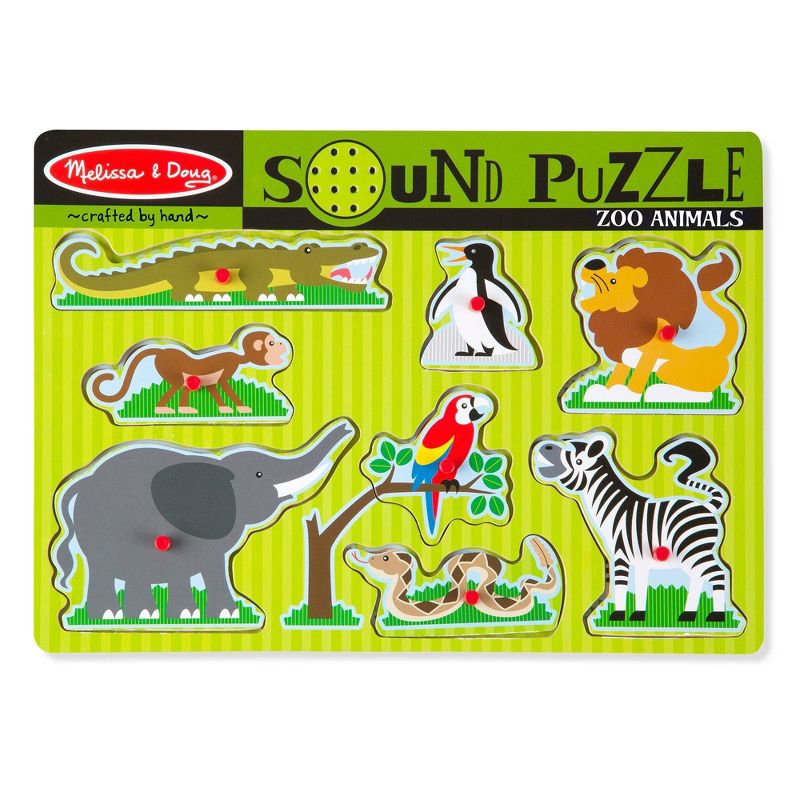 Melissa And Doug Zoo Animals Wooden Peg Sound Puzzle 8pc, 4 of 11