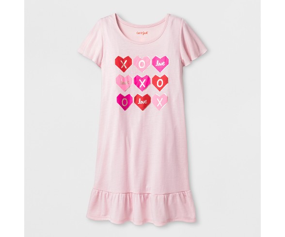 Girls' Valentine's Day Hearts Nightgown - Cat & Jack&#153; Pink L