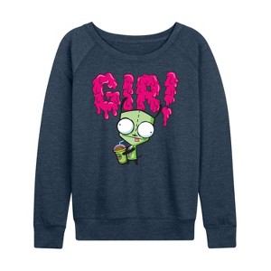 Women's - Invader ZIM - GIR Lightweight French Terry Wide Neck Long Sleeve Shirt - 1 of 4