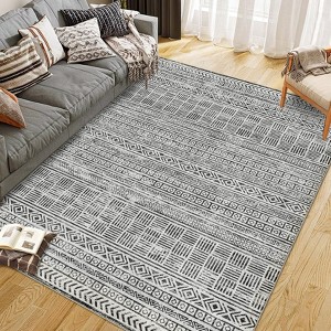 5x7 Area Rug Modern Boho Design Washable Rugs for Living Room Non Slip Geometric Floor Carpet, Ideal for High Traffic Areas in Home Office Bedroom - 1 of 4