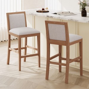 CAVINAS Dining Chairs Kitchen Chairs Set of 2 Bar Stool Side Chair Rubber wood Frame Fabric Accent Bar Chairs for Kitchen, Bedroom - 1 of 4