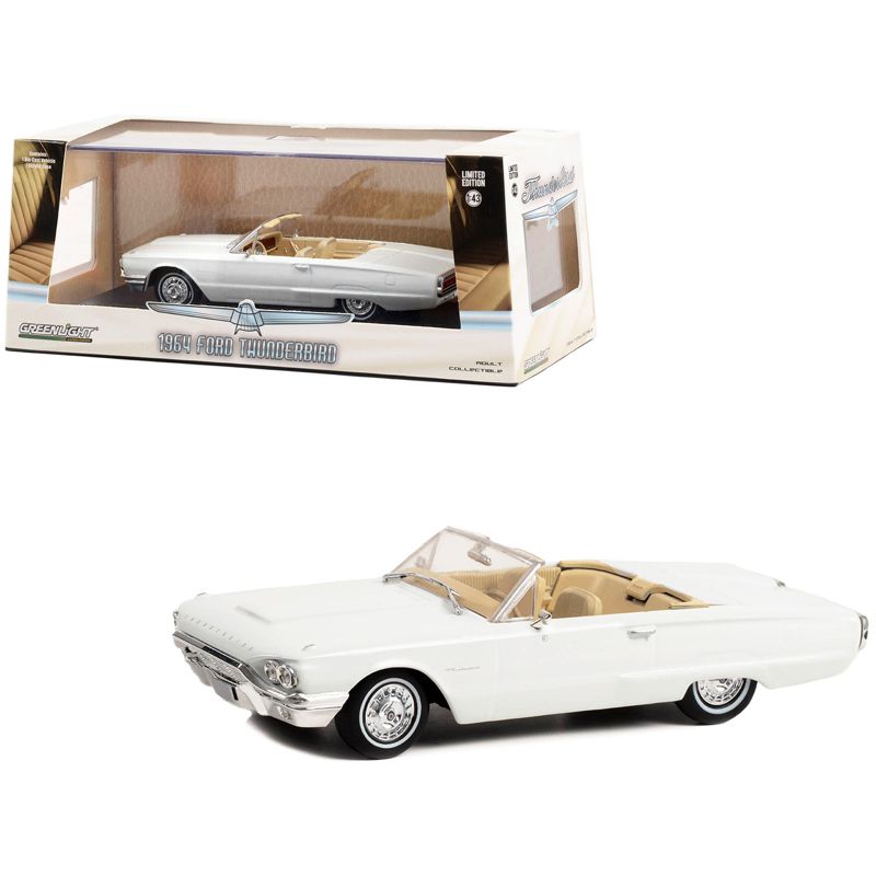 1964 Ford Thunderbird Convertible Wimbledon White 1/43 Diecast Model Car by Greenlight, 1 of 4