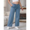 INSPIRE CHIC Women's Maternity Jeans Elastic Waist Wide Leg Long Loose Pregnancy Denim Pants with Pockets - 2 of 4