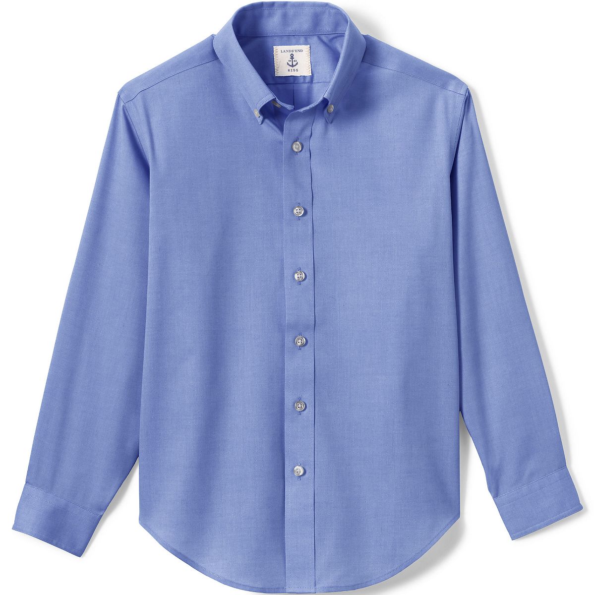 Lands' End School Uniform Kids Long Sleeve No Iron Pinpoint Dress Shirt - thumbnail 9