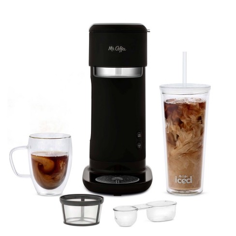 GREY MR.COFFEE ICED COFFEE MAKER AND REUSABLE TUMBER AND FILTER 