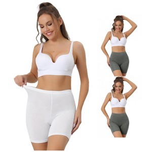 Allegra K Women's Mid-Thigh Boxer Full Coverage Soft Stretch Boxer Shorts 3 Packs - 1 of 4