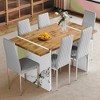 FURNIinspire Dining Sets Table And Chair Set, 55"*31.5" Natural Wood Grain Dining Table And 6 Light Gray Modern Style Dining Chairs With Metal Legs - 2 of 4