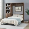 Full Size Half Self-Close and Open Murphy Bed Cabinet with Side Cabinet Bookshelf, Brown - ModernLuxe - 3 of 4
