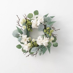 Sullivans Artificial 15" Hydrangea And Foliage Accent Ring - 1 of 1