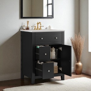 Mshliw 24 Inch Bathroom Vanity with Ceramic Sink, Small Bathroom Cabinet with 2 Drawers and Soft-Closing Door, Freestanding Vanity Storage - 1 of 4