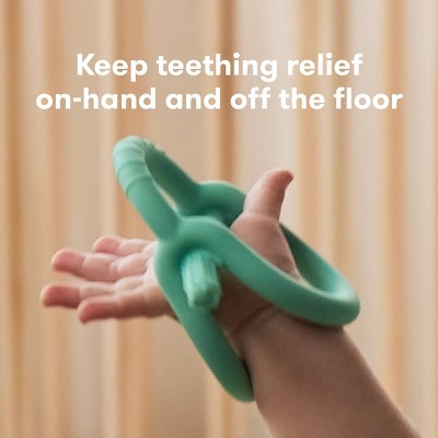 Teal Silicone Baby Teether with Bar Handle