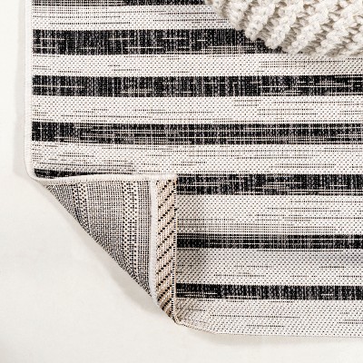 Sukie Ivory and Black Striped Synthetic Runner Rug