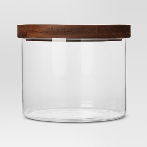 Glass Jar Transparent Storage Container With Wooden Lid - Temu