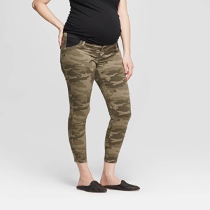 Maternity Camo Print Side Panel Skinny Crop Jeans - Isabel Maternity by Ingrid & Isabel Olive 10, Women