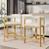 Christopher Knight Home Set of 2 Adrian Rubberwood Upholstered Open Back Counter Height Barstools Beige/Natural - 2 of 4